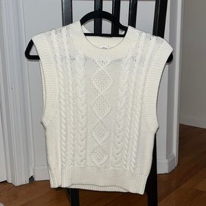 Aritzia White Cable Knit Sweater Vest